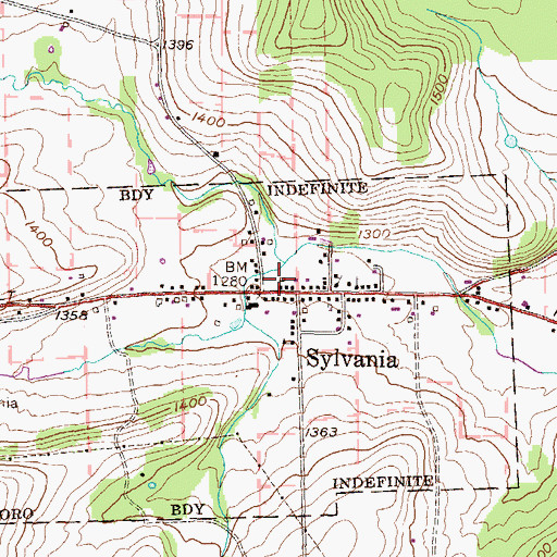 Topographic Map of Sylvania Post Office, PA