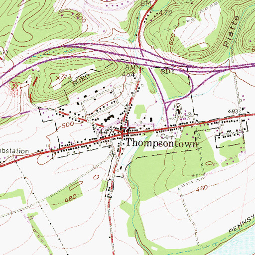 Topographic Map of Thompsontown Post Office, PA