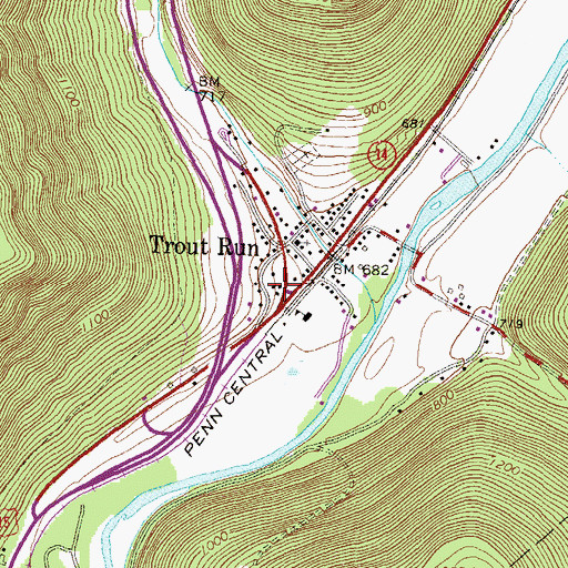 Topographic Map of Trout Run Post Office, PA
