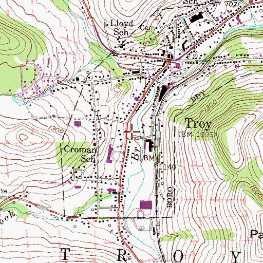 Topographic Map of Troy Post Office, PA