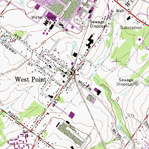 Topographic Map of West Point Post Office, PA