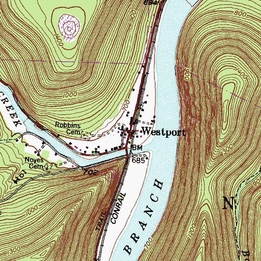 Topographic Map of Westport Post Office, PA
