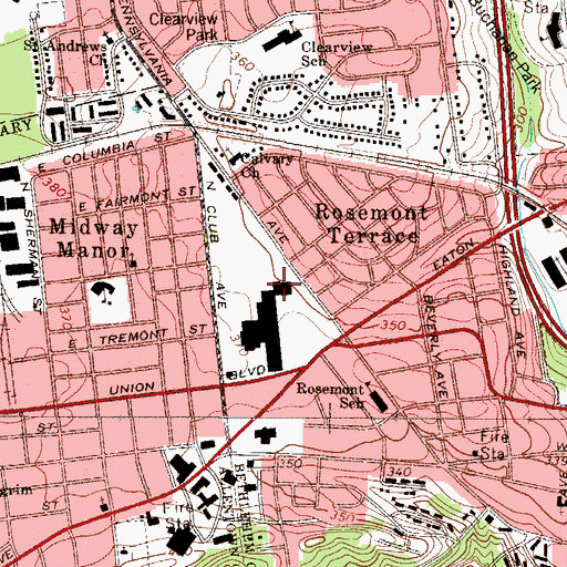 Topographic Map of Westside Post Office, PA