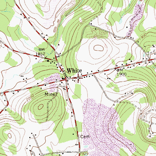 Topographic Map of White Post Office, PA