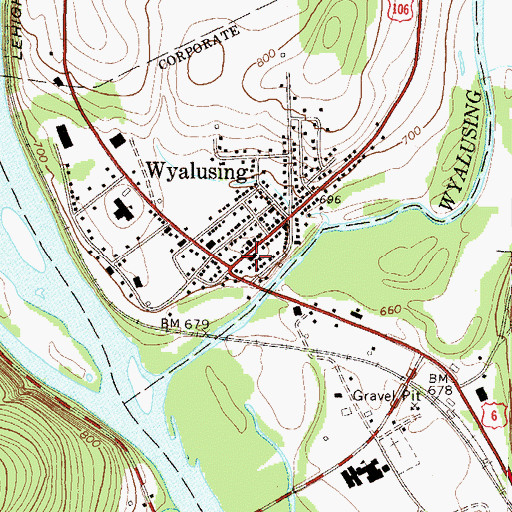 Topographic Map of Wyalusing Post Office, PA