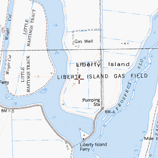 Topographic Map of Liberty Island Gas Field, CA