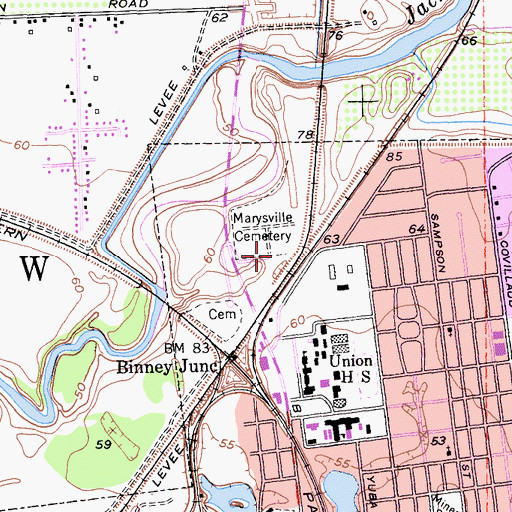 Topographic Map of Marysville Jewish Cemetery, CA