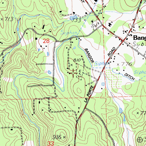 Topographic Map of Bangor Cemetery, CA