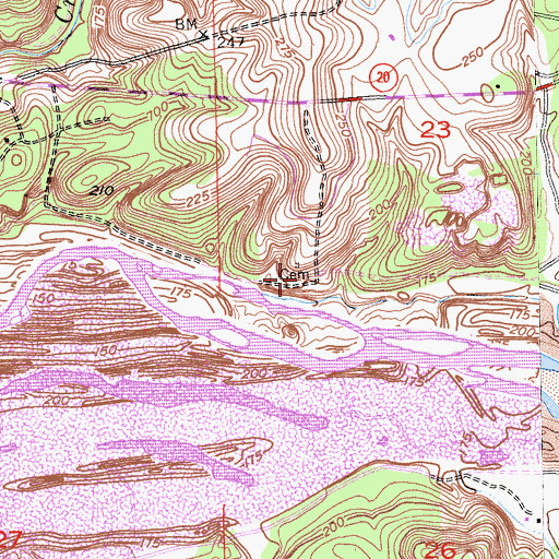 Topographic Map of Long Bar Cemetery, CA
