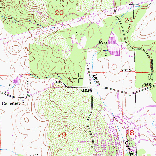 Topographic Map of Green Valley Cemetery, CA