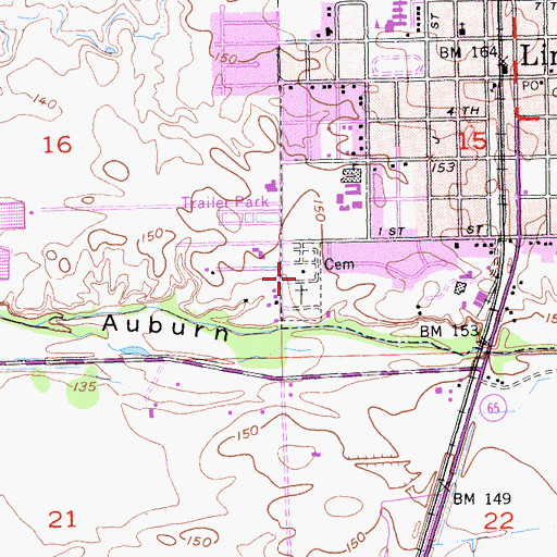 Topographic Map of Lincoln Cemetery, CA