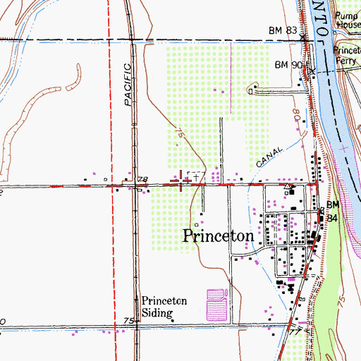 Topographic Map of Princeton Cemetery, CA