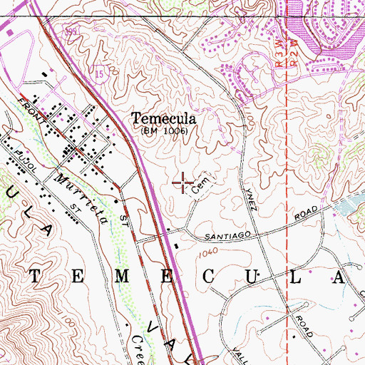 Topographic Map of Temecula Public Cemetery, CA