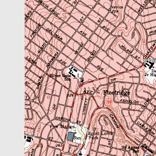 Topographic Map of All Souls Episcopal Church Columbarium, CA