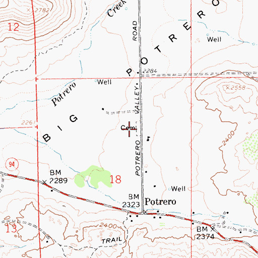 Topographic Map of Potrero Cemetery, CA