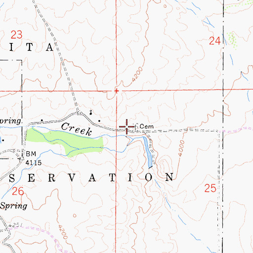 Topographic Map of Manzanita Cemetery, CA