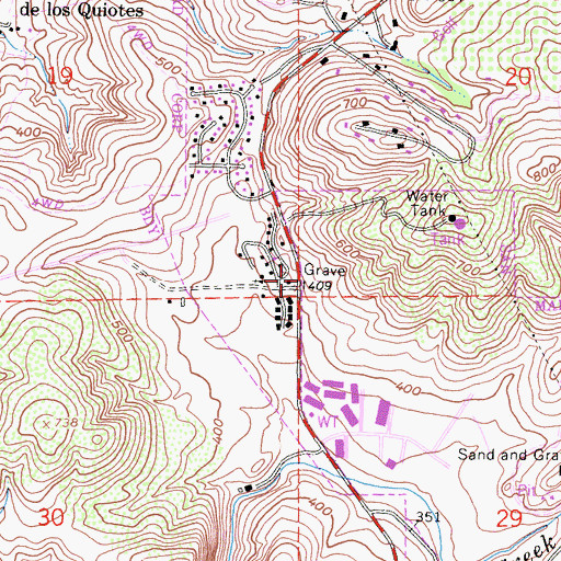 Topographic Map of Meadowlark Pioneer Memorial Cemetery, CA