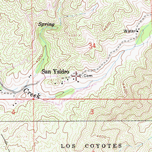 Topographic Map of San Ysidro Cemetery, CA