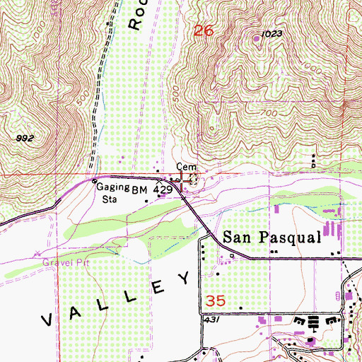 Topographic Map of San Pasqual Cemetery, CA