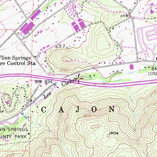Topographic Map of Flinn Springs Cemetery, CA