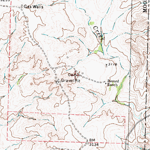 Topographic Map of Record Cemetery, TX