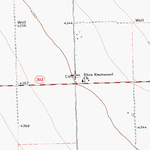 Topographic Map of Rhea Lutheran Cemetery, TX