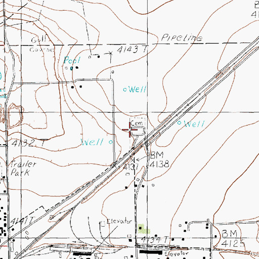 Topographic Map of Sunset Terrace Memorial Cemetery, TX