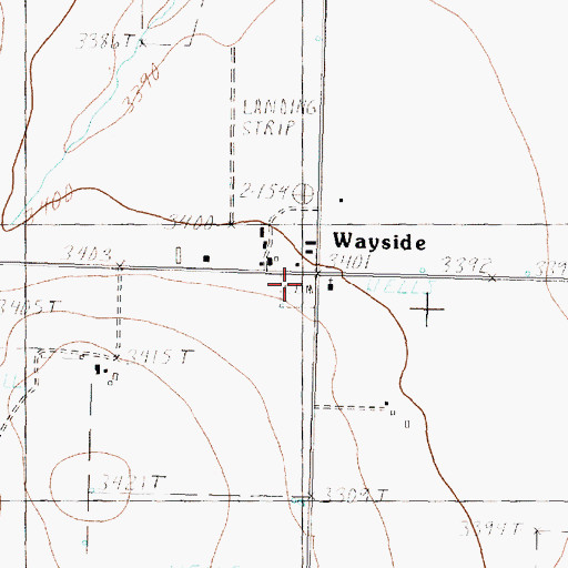 Topographic Map of Wayside Cemetery, TX