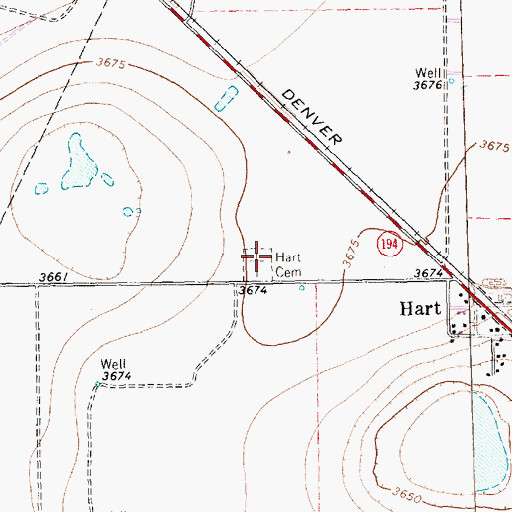 Topographic Map of Hart Cemetery, TX