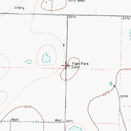 Topographic Map of Vigo Park Cemetery, TX