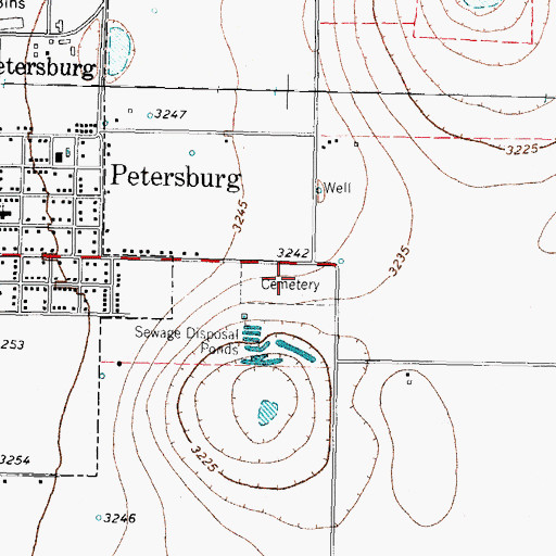Topographic Map of Petersburg Cemetery, TX