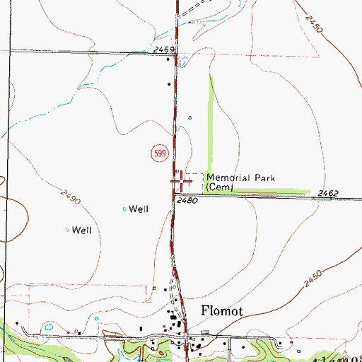 Topographic Map of Memorial Park Cemetery, TX
