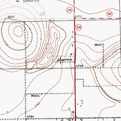 Topographic Map of Morton Memorial Cemetery, TX
