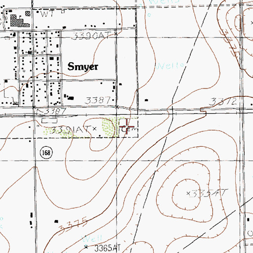 Topographic Map of Smyer Cemetery, TX