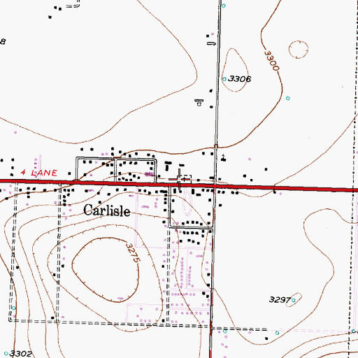 Topographic Map of Carlisle Cemetery, TX