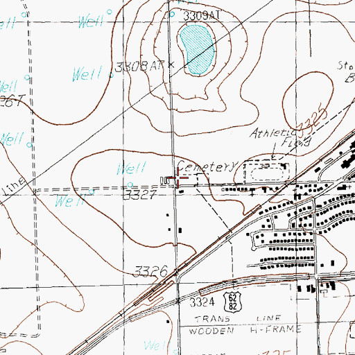 Topographic Map of Wolfforth Cemetery, TX