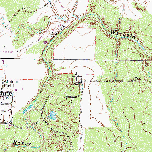 Topographic Map of Guthrie Cemetery, TX