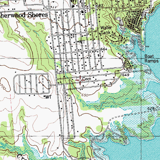 Topographic Map of Johnson Cemetery, TX