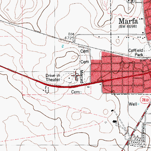 Topographic Map of Cementerio De La Merced, TX