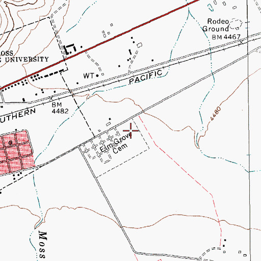 Topographic Map of Holy Angels Cemetery, TX