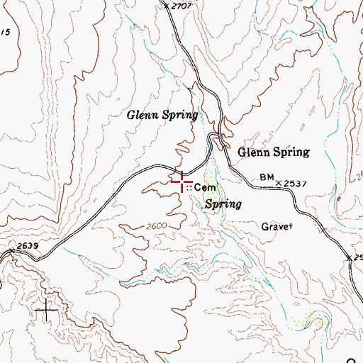 Topographic Map of Glenn Springs Cemetery, TX