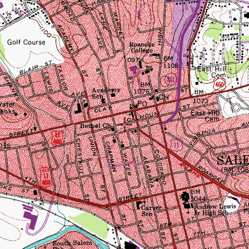 Topographic Map of Salem Sheriff's Office, VA