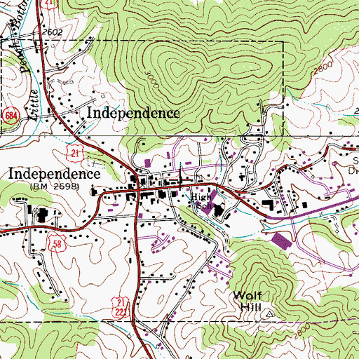 Topographic Map of Independence Police Department, VA