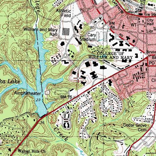 Topographic Map of College of William and Mary Police Department, VA
