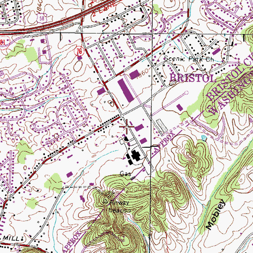 Topographic Map of Virginia State Police Division 4 Area 27 Office, VA