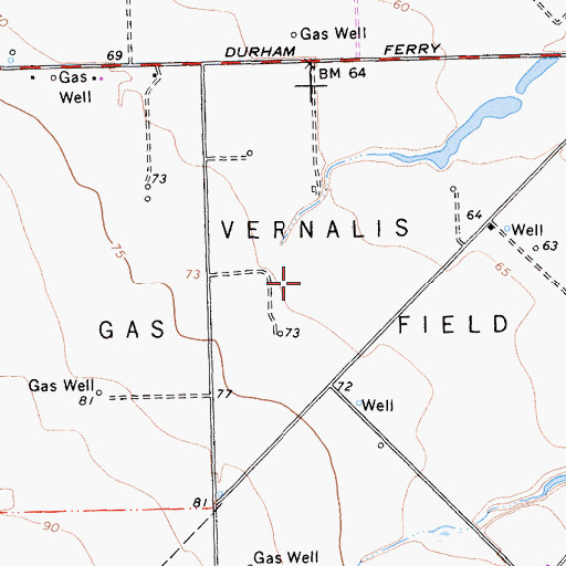 Topographic Map of Vernalis Gas Field, CA