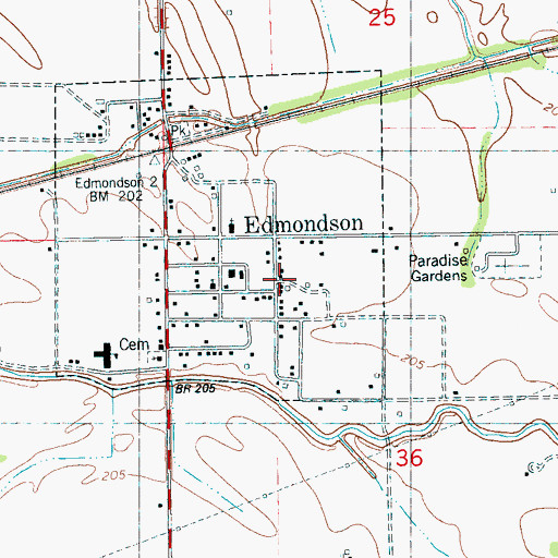 Topographic Map of Edmonson Post Office, AR