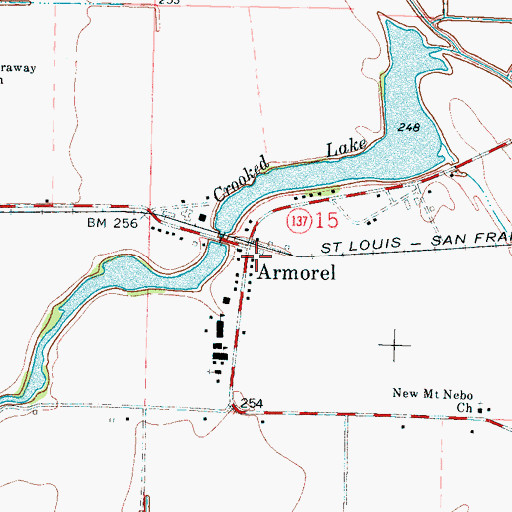 Topographic Map of Armorel Post Office, AR