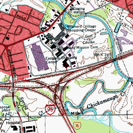 Topographic Map of Eastgate Post Office, TN