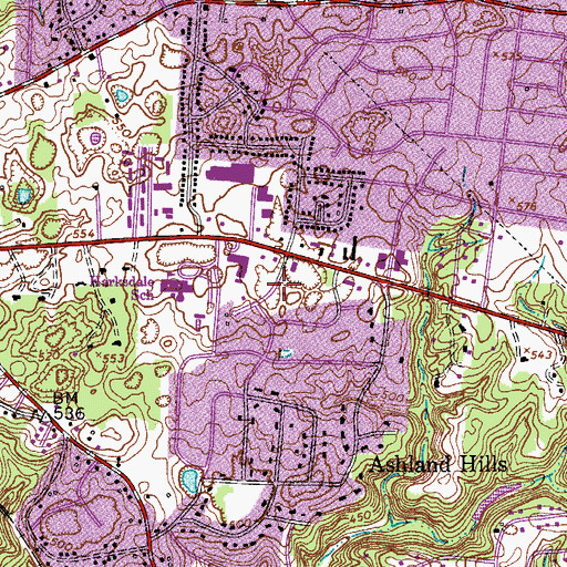 Topographic Map of Hilldale Post Office, TN